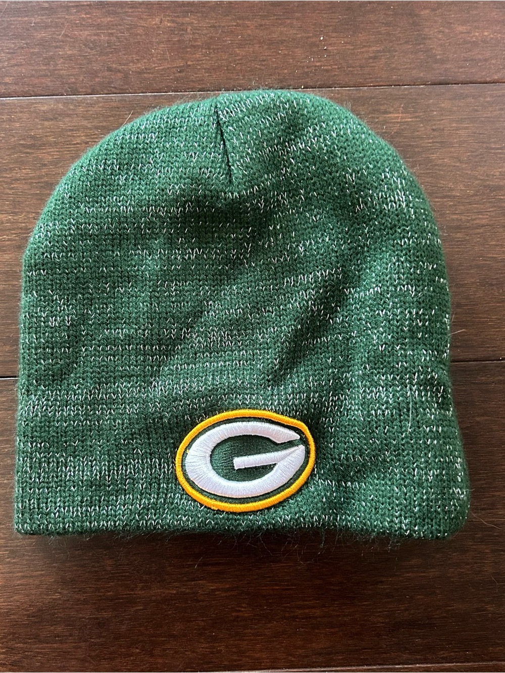 NFL Green Knit Beanie with Yellow & White Team G Patch - Kids
